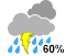 Chance of showers. Risk of thunderstorms (60%)
